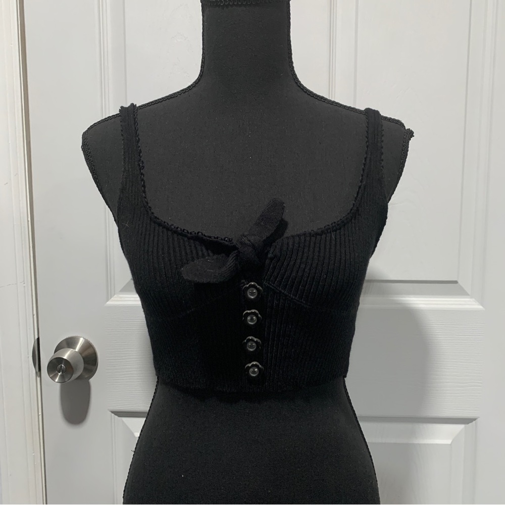 For Love and Lemons Pointelle Crop Knit Tank